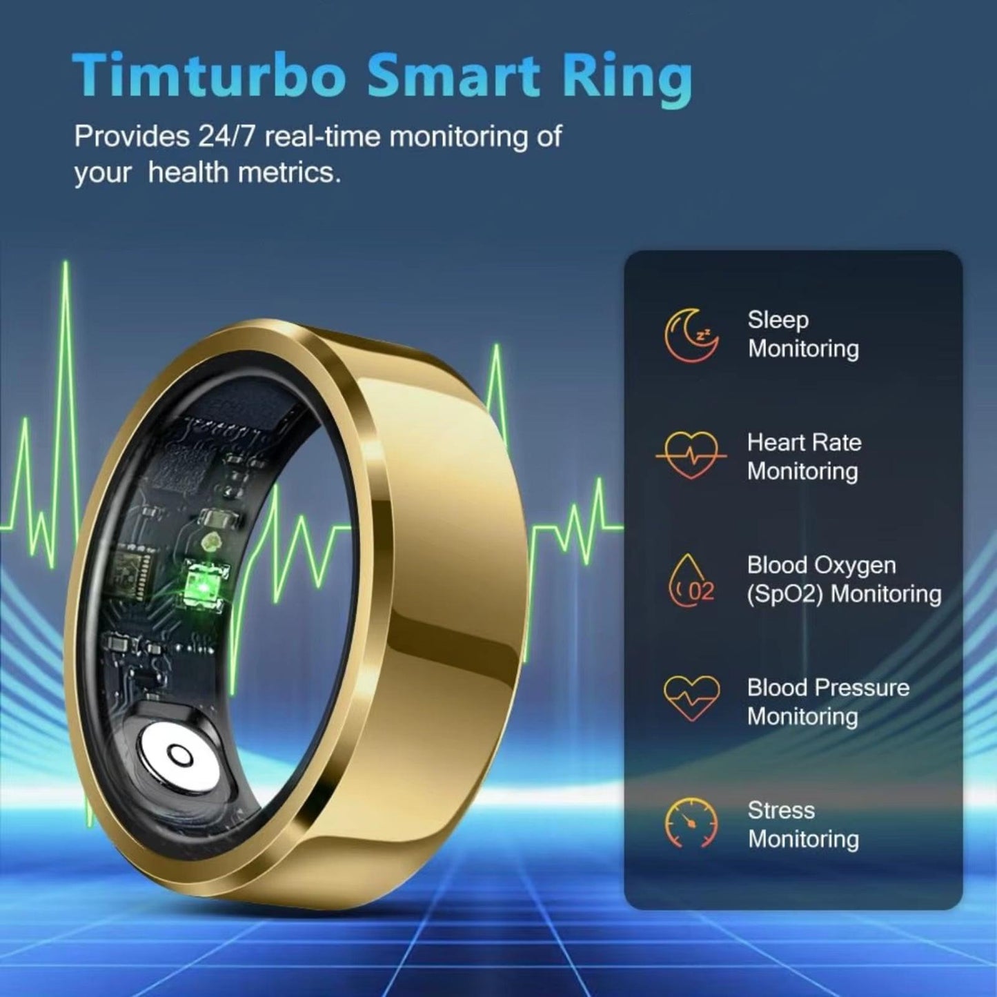 2026 Smart Ring Blood Pressure Heart Rate Sleep Monitoring Smartring IP68 & 5ATM Waterproof Multi-Sport Mode Smartring Man Women