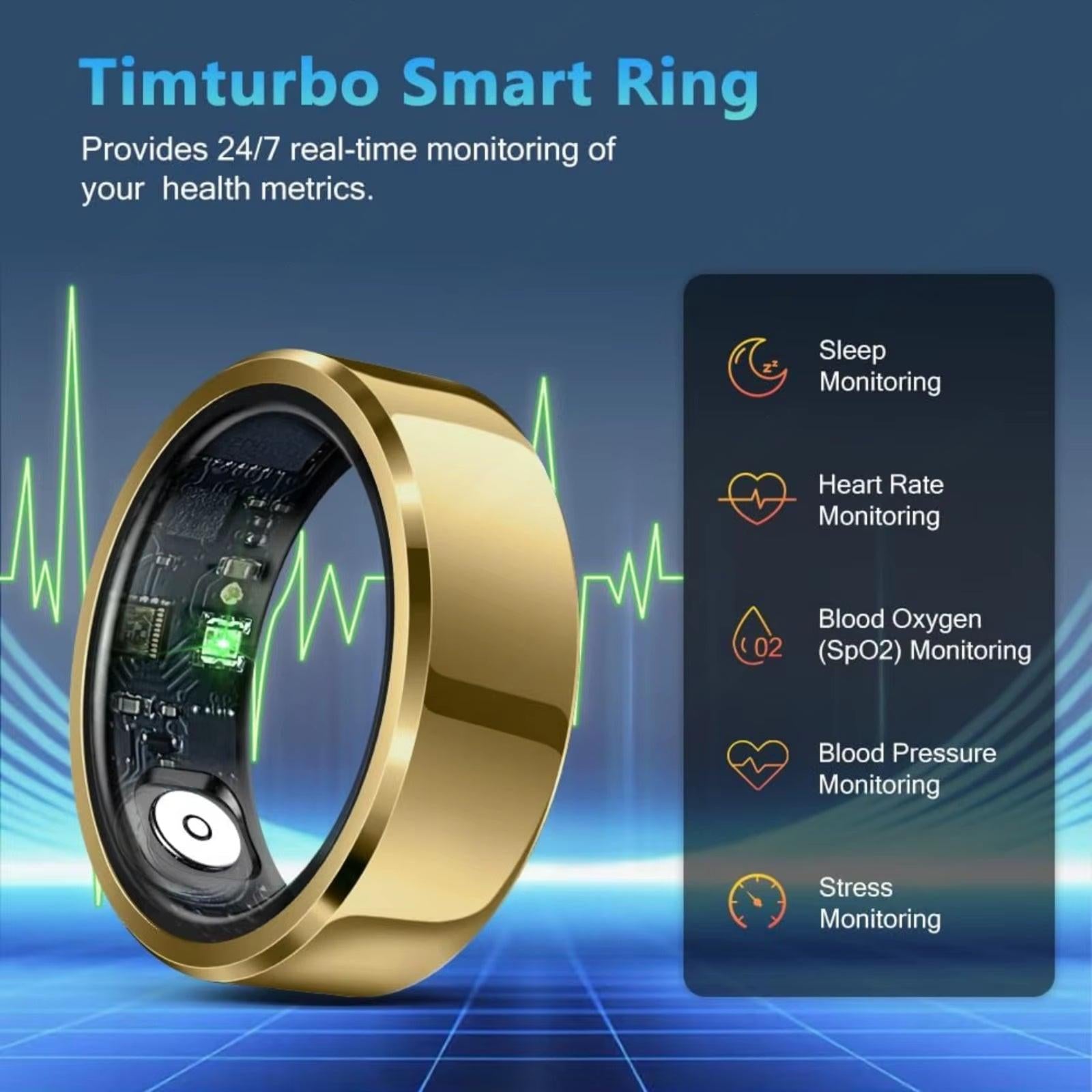 2026 Smart Ring Blood Pressure Heart Rate Sleep Monitoring Smartring IP68 & 5ATM Waterproof Multi-Sport Mode Smartring Man Women
